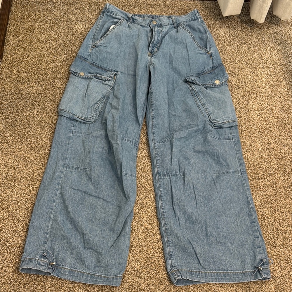 GAP Blue Flare Wide Leg cargo Jeans Classic Denim 27 (4)